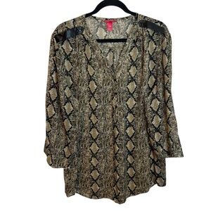 Mix & Co. Plus Size Sheer Snakeskin Popover Blouse